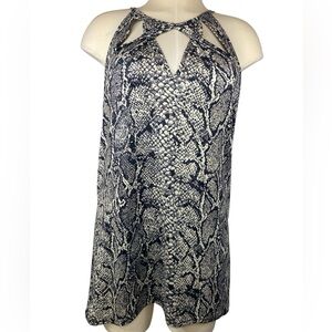 Crazy Train Black and Tan Sleeveless Snake Print Top Women’s Large